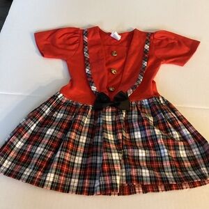 Vintage Buster Brown Red Plaid Kids Dress